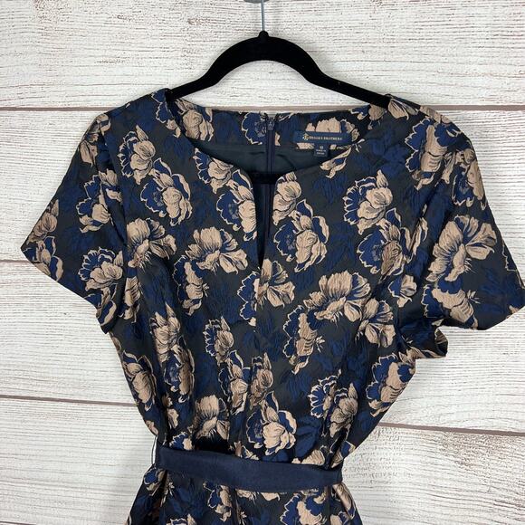 Brooks Brothers Navy and Beige Floral Dress - Picture 2 of 11